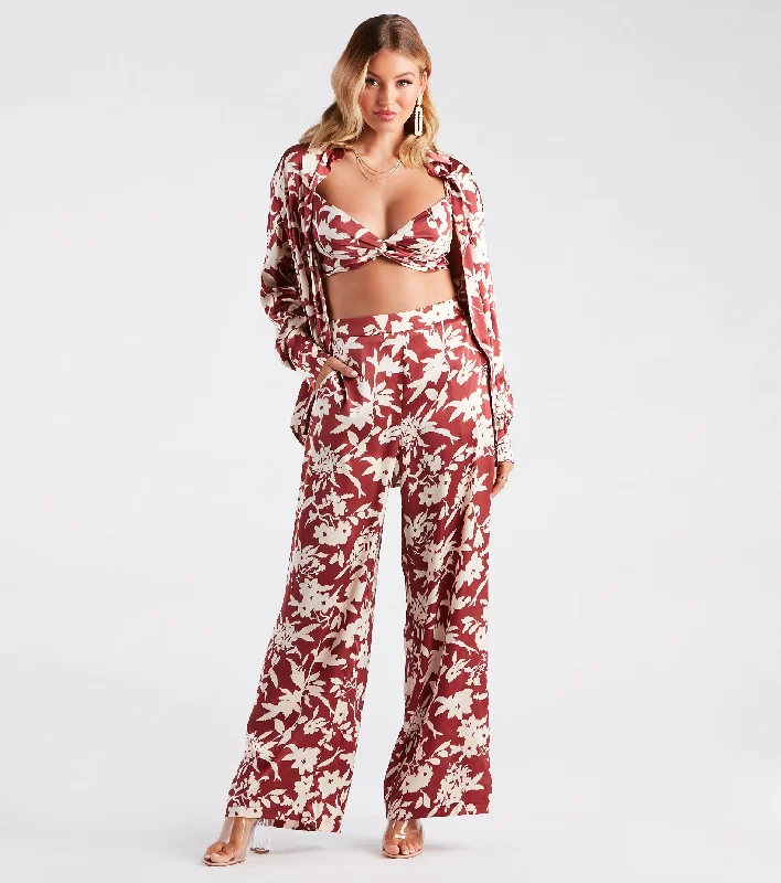 Weekend Bargains Just for You Major Muse Floral Satin Pants