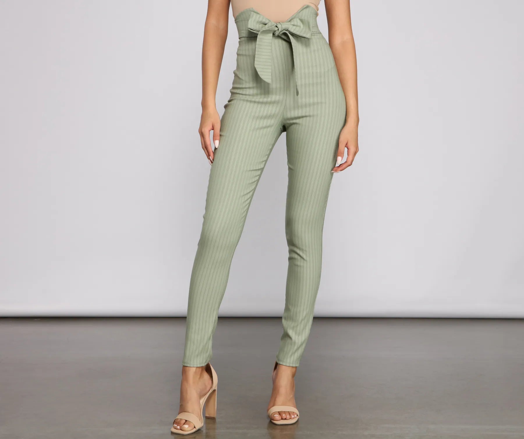 Massive Deals Stylishly Striped Tie-Waist Pants