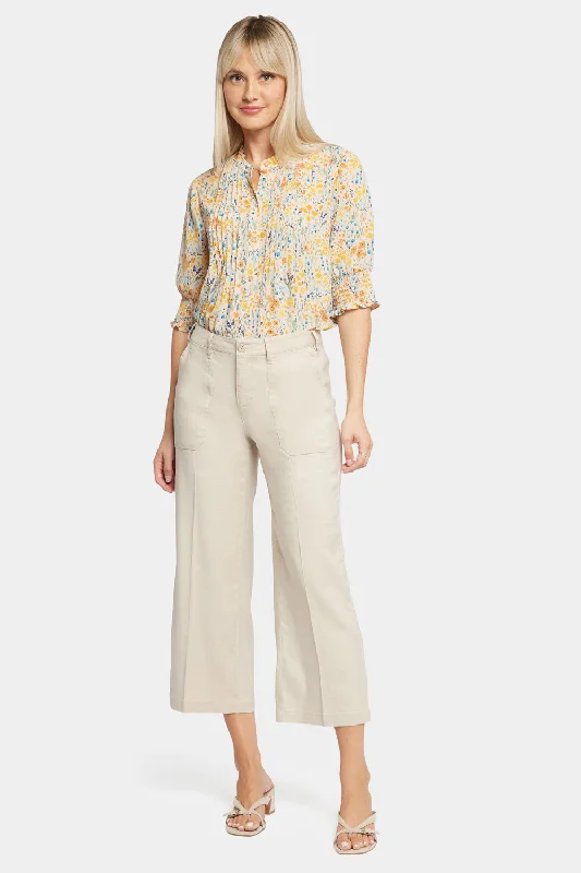 Savings Bonanza Wide Leg Cargo Capri Pants - Feather