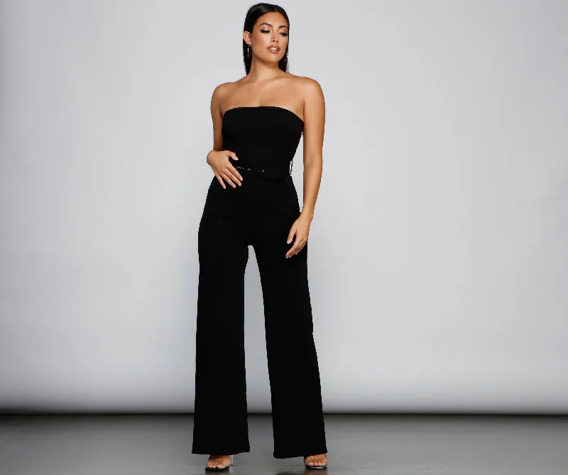 Overstock Bold And Belted Sleeveless Jumpsuit