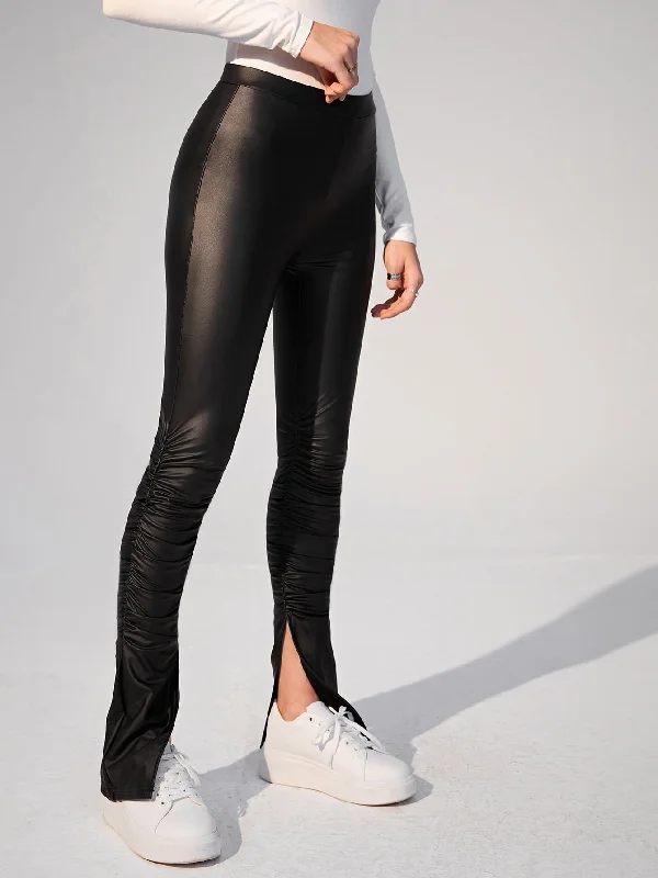 Markdown Madness Casual Plain Split High Waist Long Women Pants