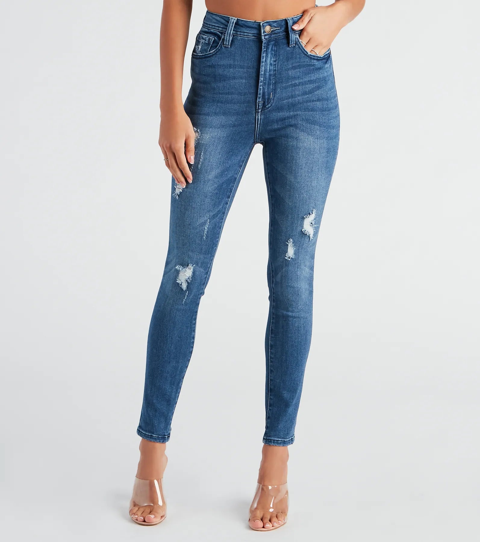 Midnight Sale Taylor High Rise Distressed Skinny Jeans By Windsor Denim