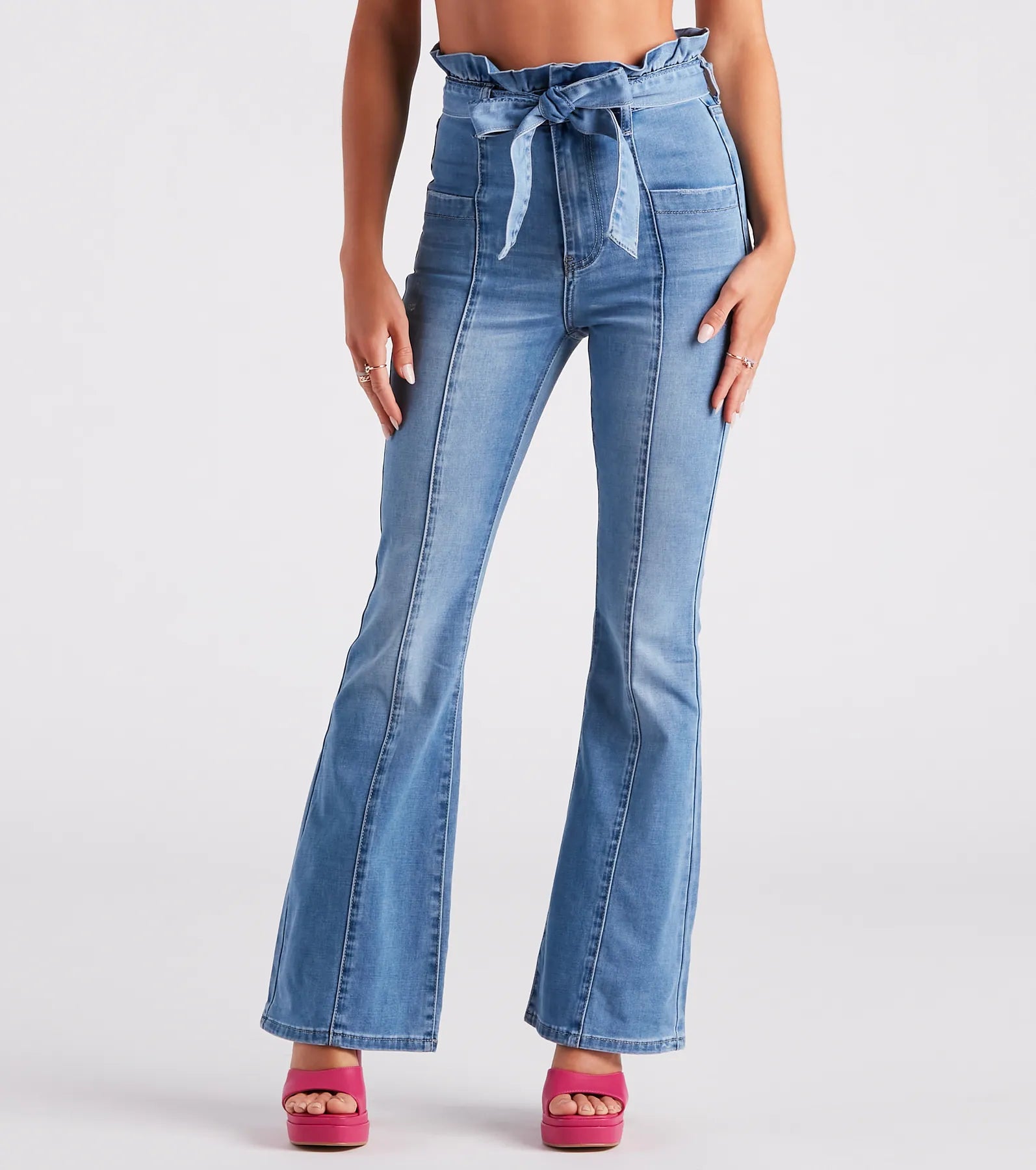 Value Deals Pep Me Up Paperbag Flare Denim Jeans