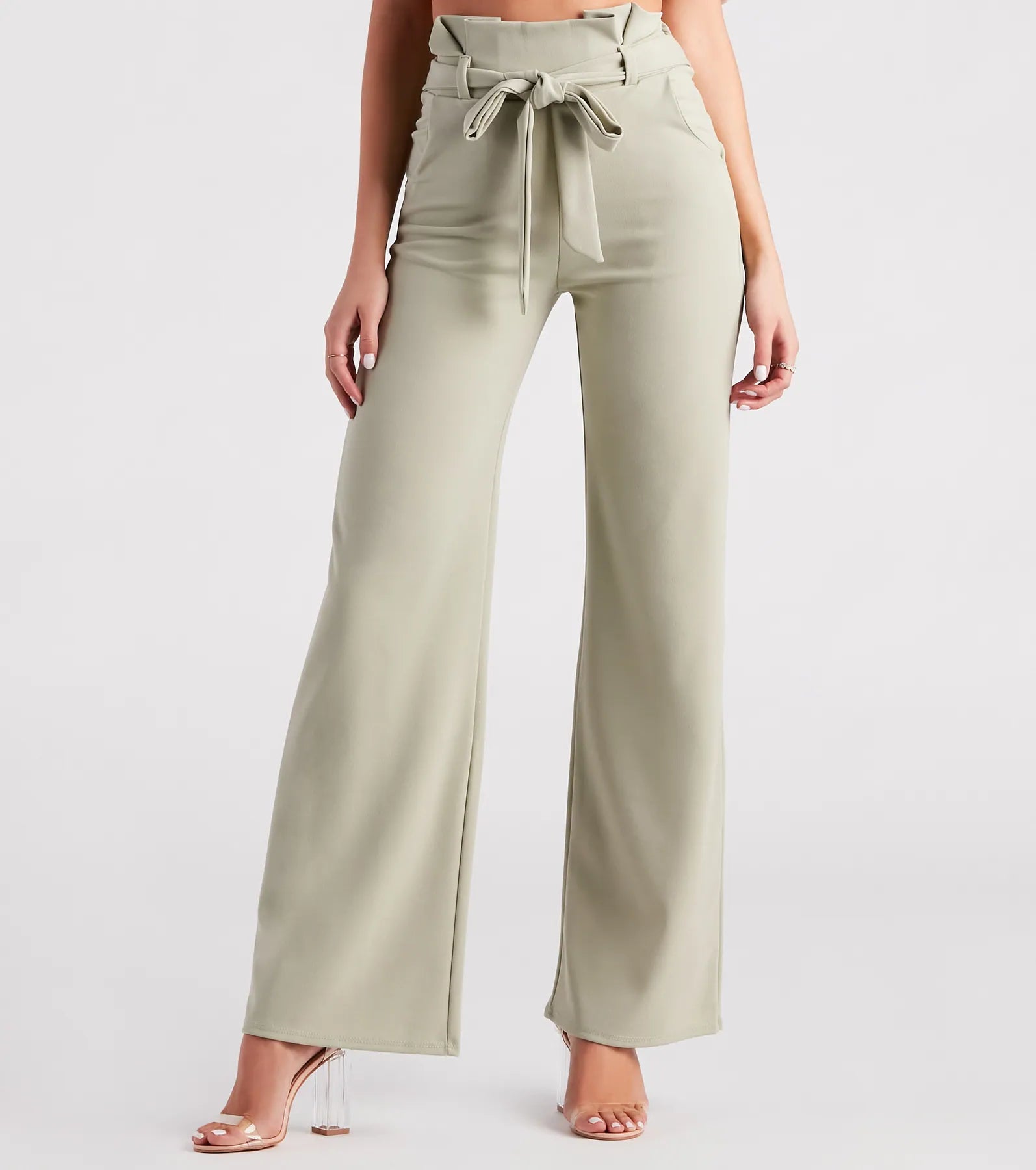 Lowest Price Workwear Chic Paperbag Wide-Leg Pants