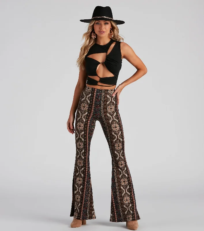 Now or Never Festive Medallion Flare Pants