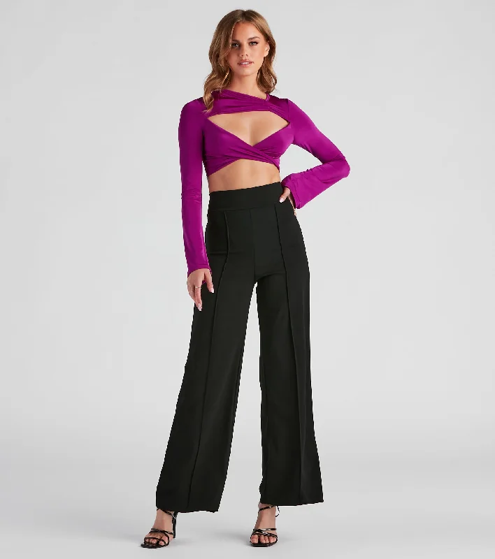 Hurry In So Chic Crepe Wide-Leg Pants