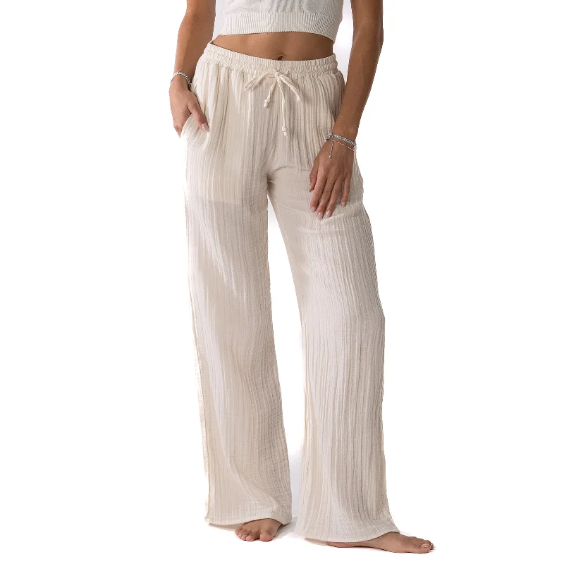 Weekend Discounts Worth Grabbing Cream Cotton Cabana Pants