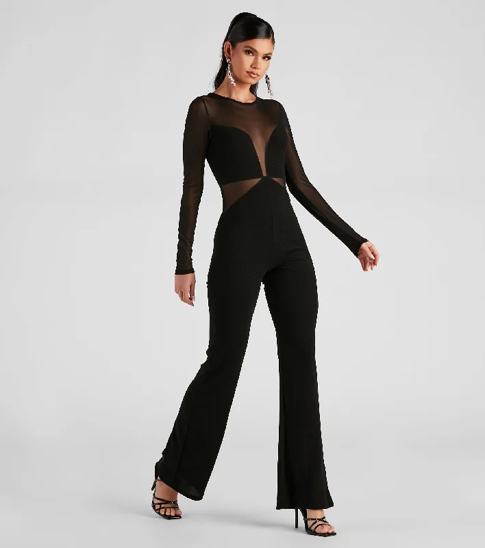 Bonus Savings Stole The Night Glitter Mesh Jumpsuit