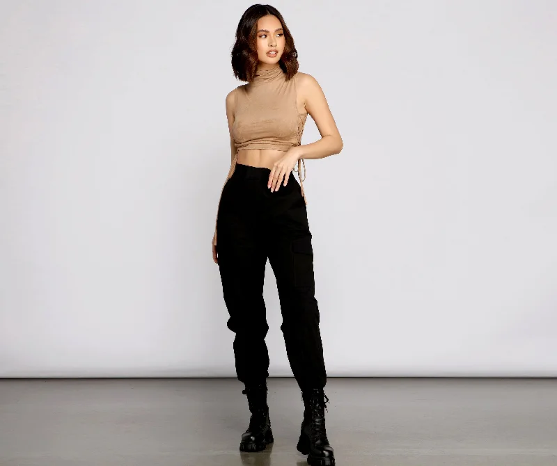Incredible Offers Basic And Chic Twill Cargo Joggers
