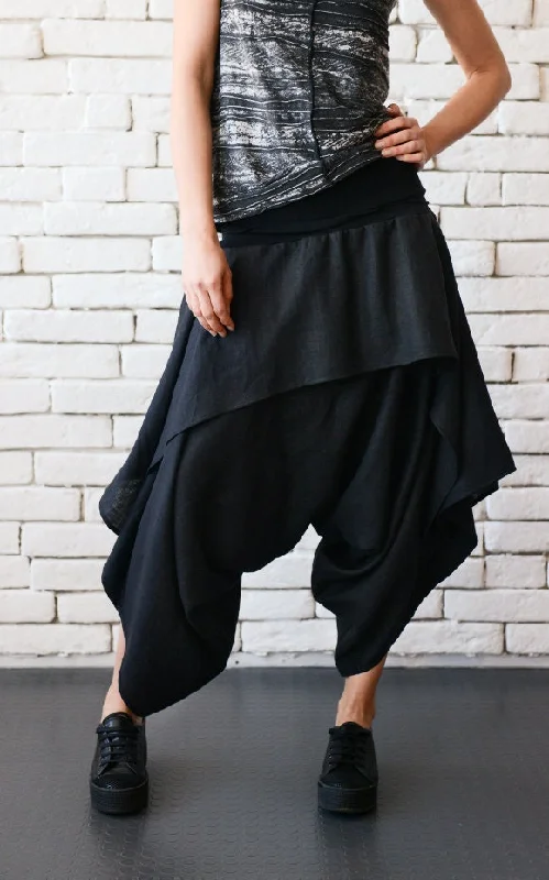 Flash Deals Linen Skirt Pants In Black