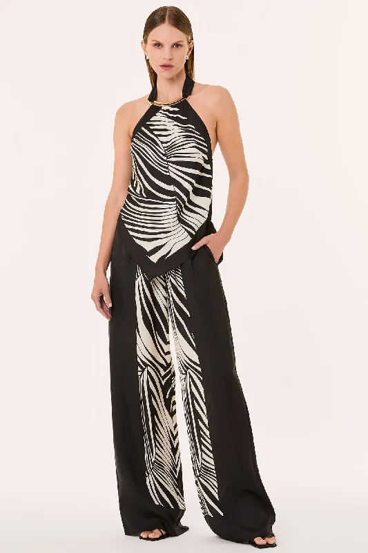 Midnight Madness SANDRA PANT - RHEA PALM BLACK SCARF