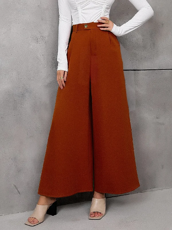 New Deal Elegant Plain Zipper High Waist Long Women Pants