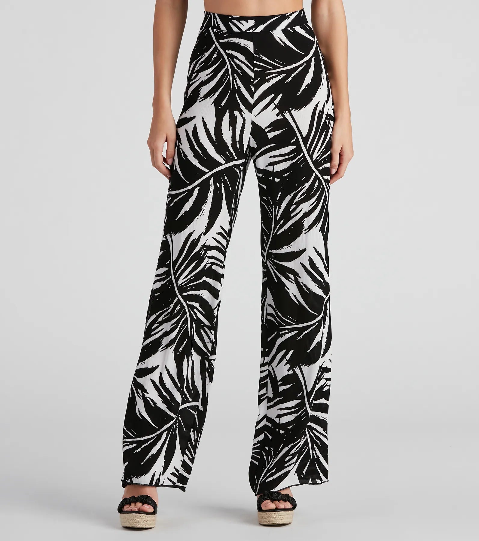 Shop and Save Sandy Beaches Palm Wide-Leg Pants