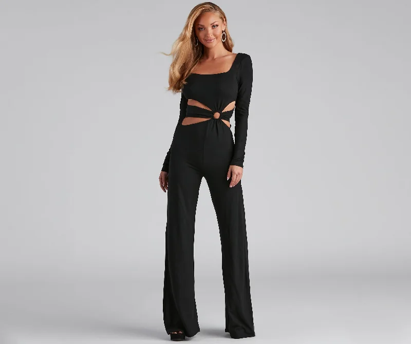 Weekend Savings Extravaganza Stylish Affair O-Ring Wide Leg Jumpsuit