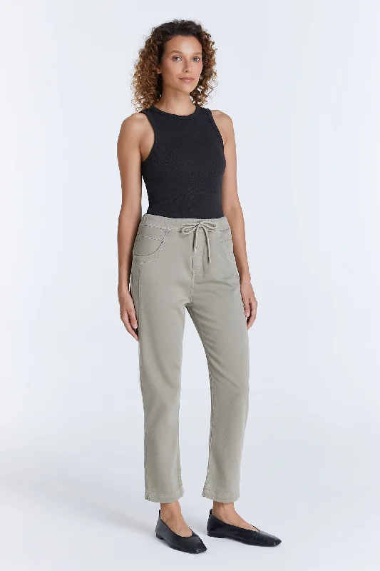 Instant Deal Ella Mid Waist Jogger 5 Pocket Ankle Pants Sage