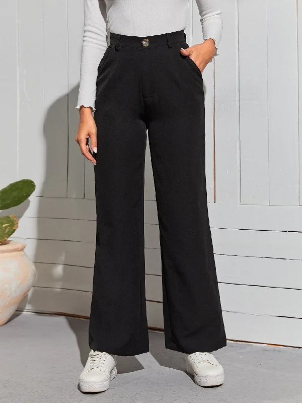 Must-Have Deals Casual Plain Zipper High Waist Long Women Pants