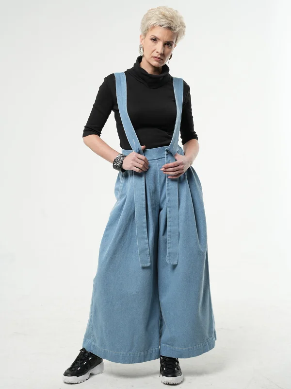 Early Access Full-length Wide-leg Light Denim Pants