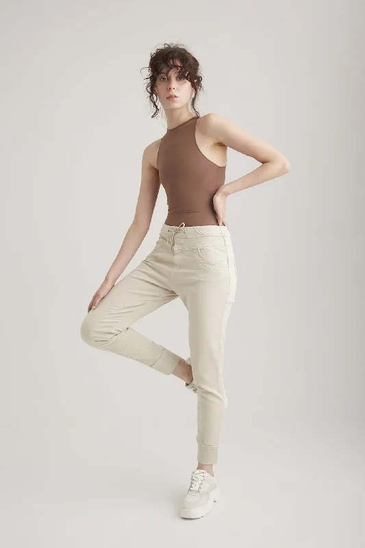 Limited Time Mila Mid Waist Jogger 5 Pocket Ankle Pants Sand