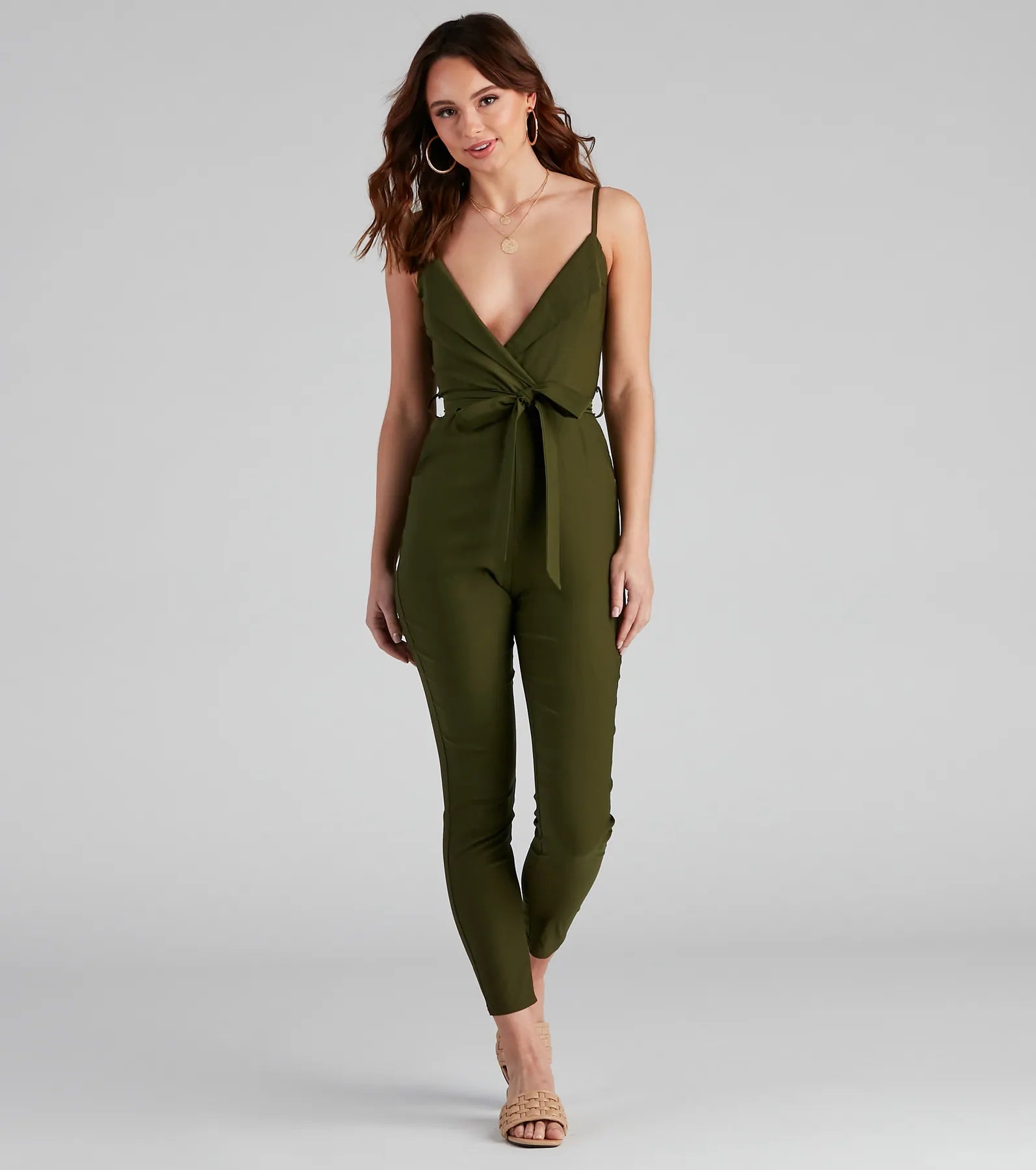 Limited Time Discount One Hit Wonder Surplice Tie Jumpsuit