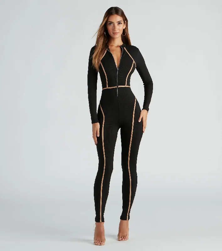 Inventory Reduction Effortless Trendsetter Ribbed Knit Jumpsuit