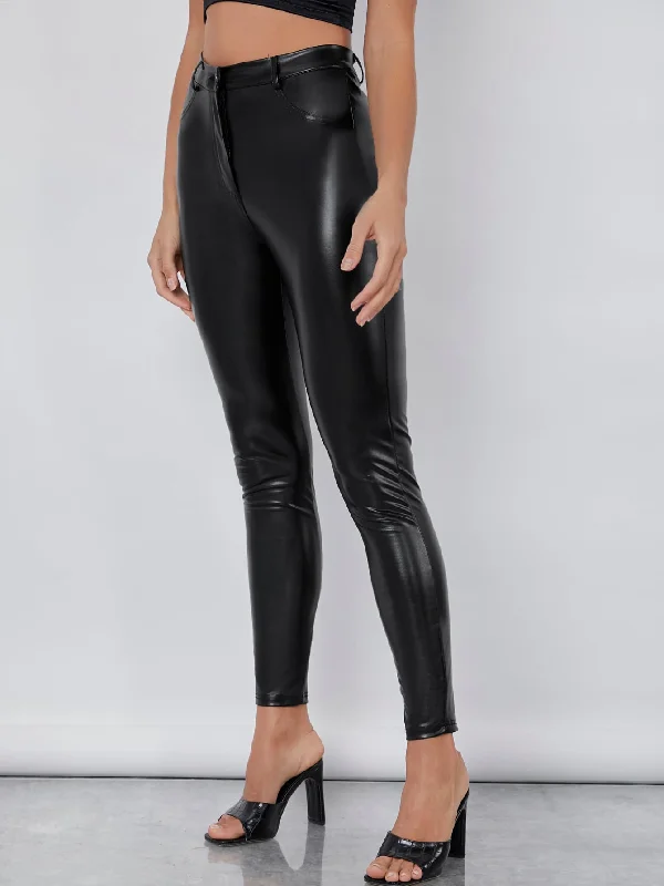 Instant Savings Elegant Plain Zipper High Waist Cropped Women Pants