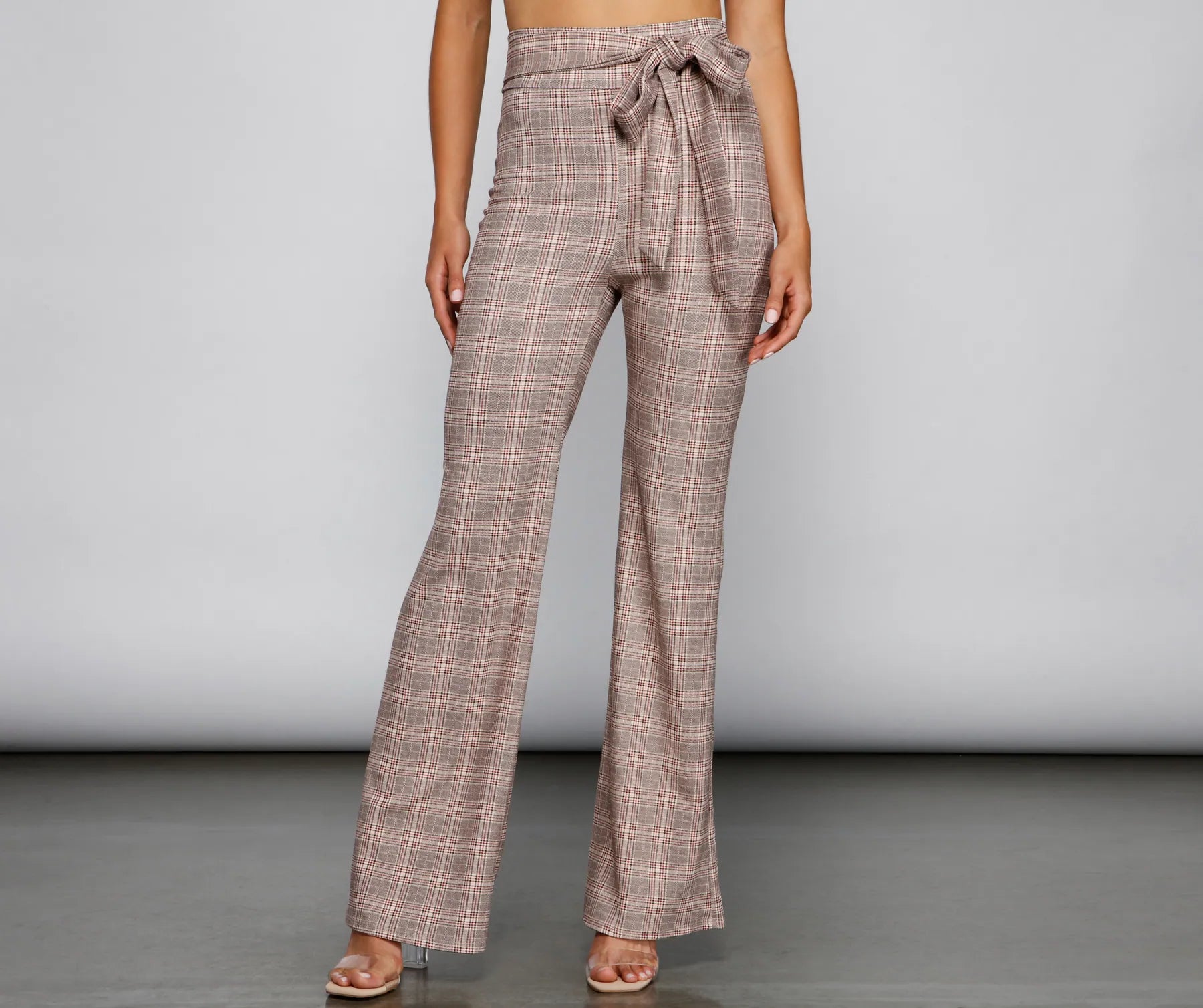 Reduced Prices So Chic High Waist Plaid Flared Pants