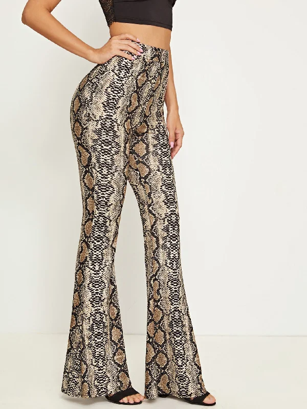 Deep Discounts Glamorous Snakeskin Print Natural Long Women Pants
