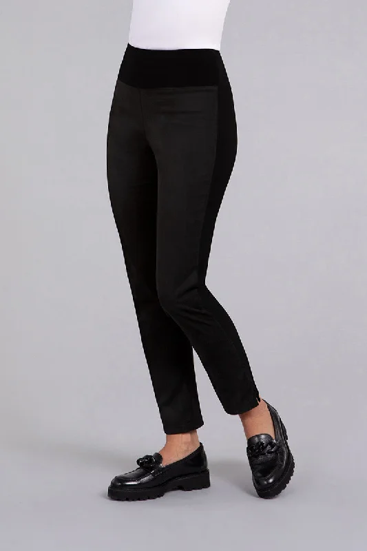 Price Rollback Mix Narrow Pant Midi with Faux Suede | Black