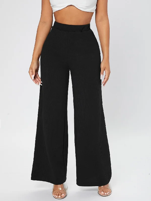Steals and Deals Elegant Plain Zipper High Waist Long Women Pants