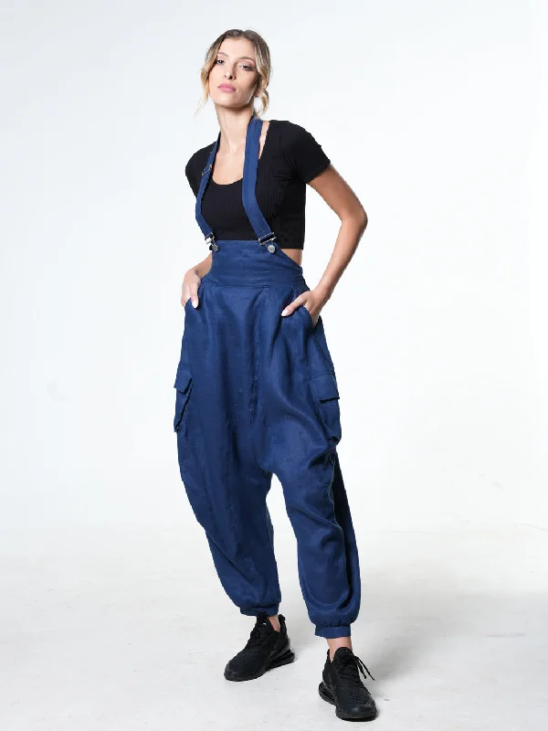 Year-End Clearance Oversize Linen Jumpsuit In Blue