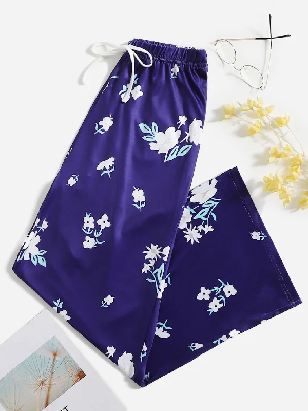 Steals and Deals Elegant Floral Tie Front Women Sleep Bottoms