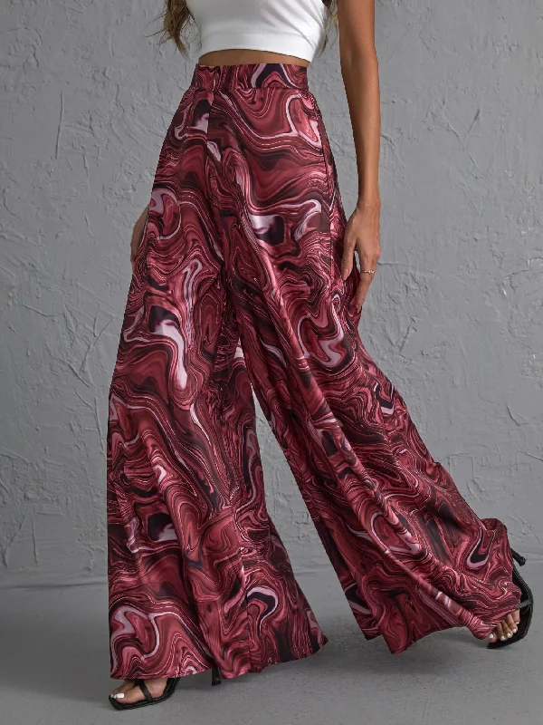 Reduced Prices Casual Marble Zipper High Waist Long Women Pants