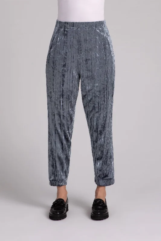 Weekend Deals That Sizzle Crinkle Velvet Half Cuff Jogger Pant | Gunmetal