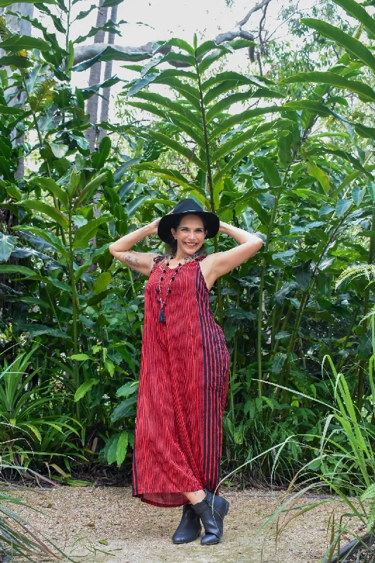 Weekend Bargains to Sizzle Calm Overall Pantsuit - Stripe Red