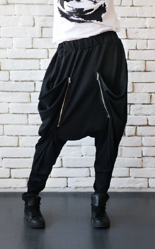 Huge Savings Drop Crotch Black Pants