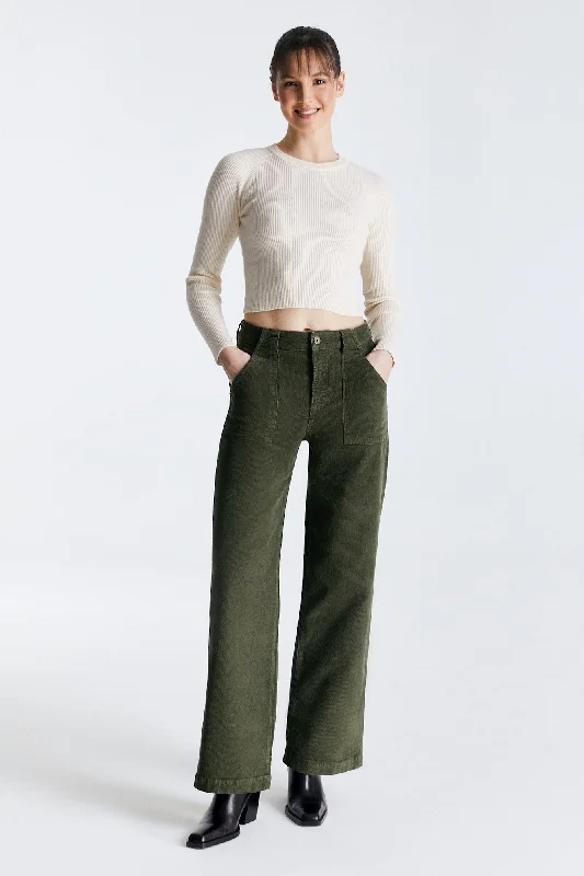 Special Buy Lulu Cord High Waist Jeans Green