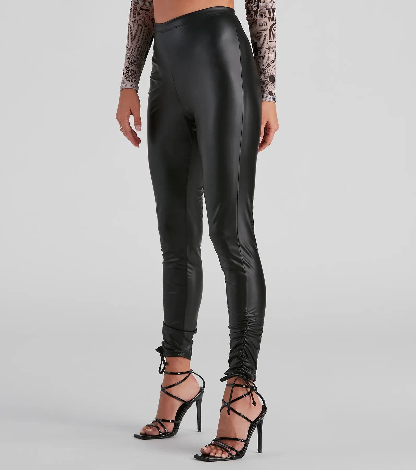 Savings Bonanza Next Level Chic Faux Leather Ruched Leggings
