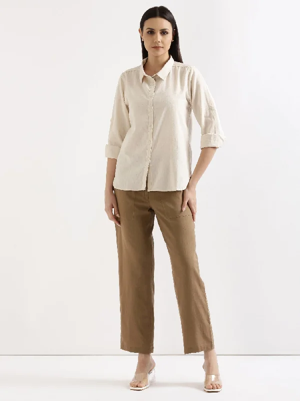 Overstock Sale Coffee Brown Airy Linen Pants