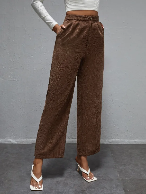 Limited Stock Elegant Plain Zipper High Waist Cropped Women Pants