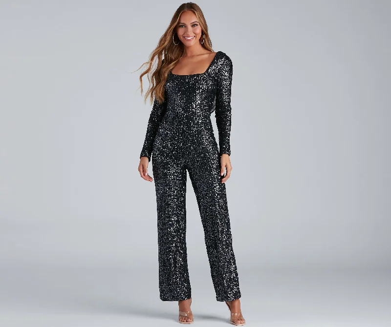 Weekend Offers That Sizzle Set The Spark Sequin Jumpsuit