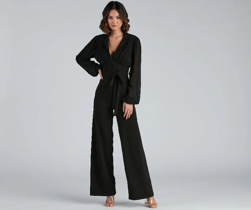 Big Deal Stand Out Corset Chiffon Jumpsuit