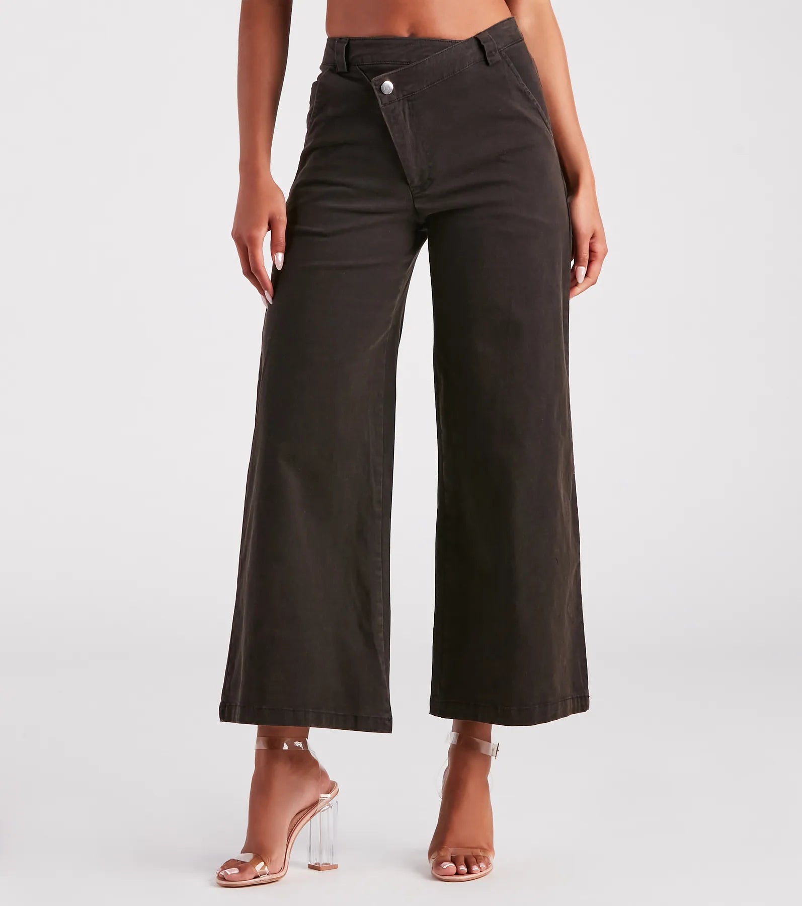 Exclusive Deal On A Curve Asymmetrical Waist Wide-Leg Pants