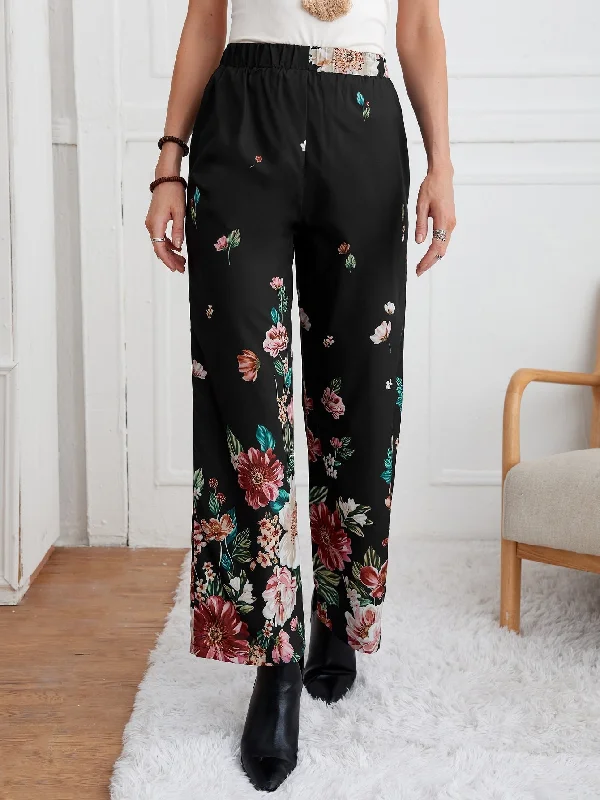 Price Slash Casual Floral High Waist Long Women Pants