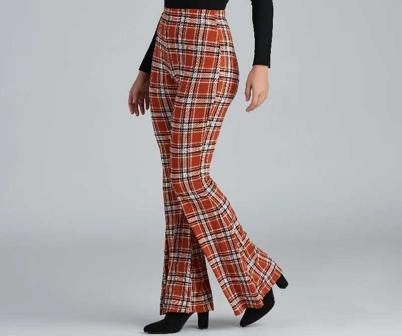 Shop the Weekend Away Keeping It Trendy Plaid High Waist Pants