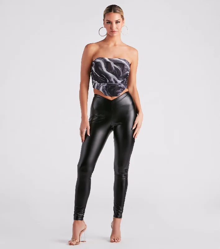 Super Bargain Stun The Streets Faux Leather Low-Rise Leggings