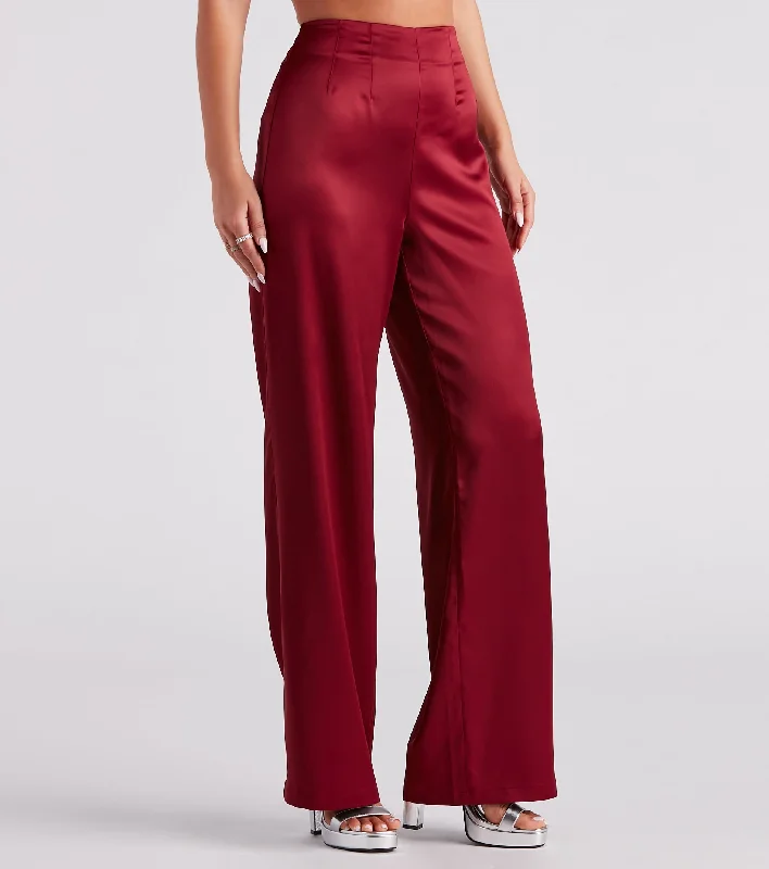 Weekend Special Elevated Details Sleek Satin Trouser Pants