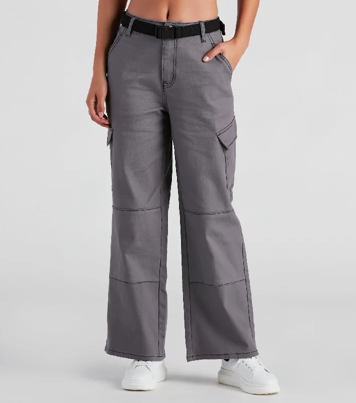 Act Fast High Ranks Wide Leg Cargo Pants