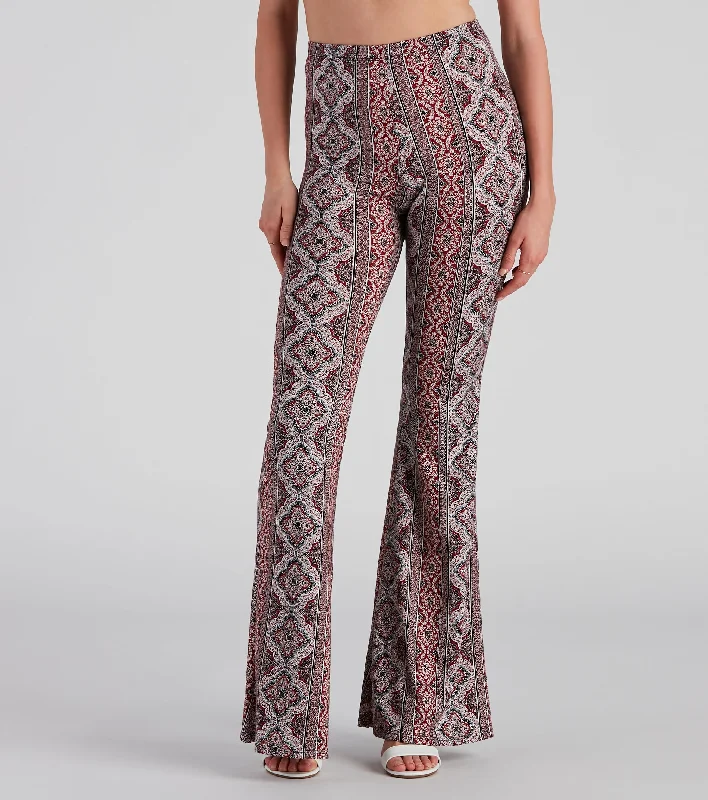 Act Fast Boho Flare High Rise Pants