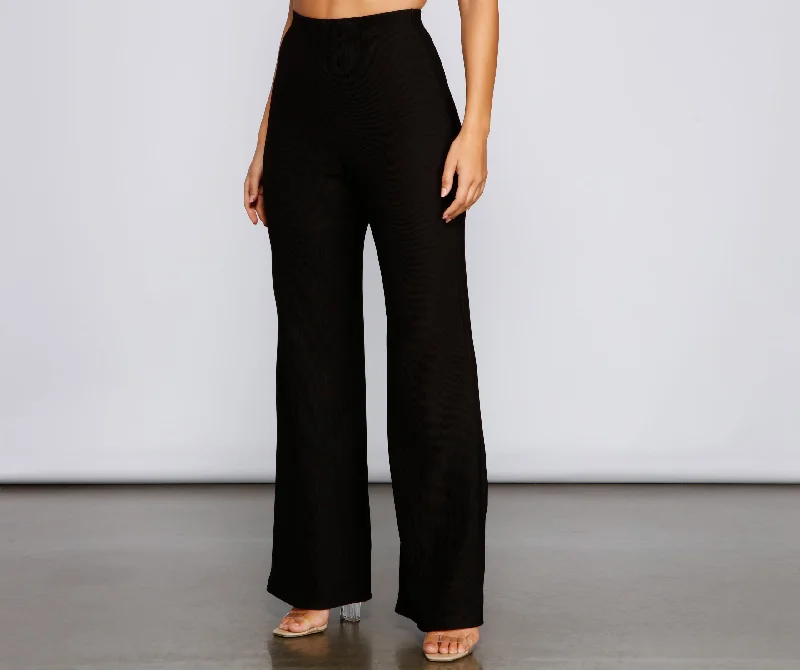 Savings Event Flaunt It Ribbed Wide Leg Pants