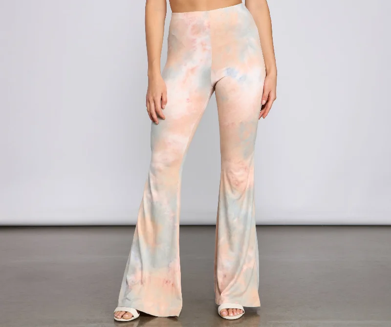 Weekend Deals That Excite Tie Dye Glam High Waist Flared Pants